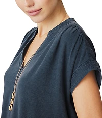 Splendid Ivy V-Neck Short Sleeve Mini Shirt Dress