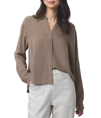 Splendid Joanne Woven Button Down Collar Long Sleeve Blouse
