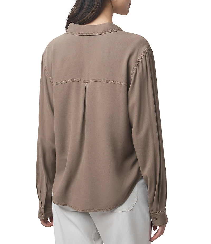 Splendid Joanne Woven Button Down Collar Long Sleeve Blouse