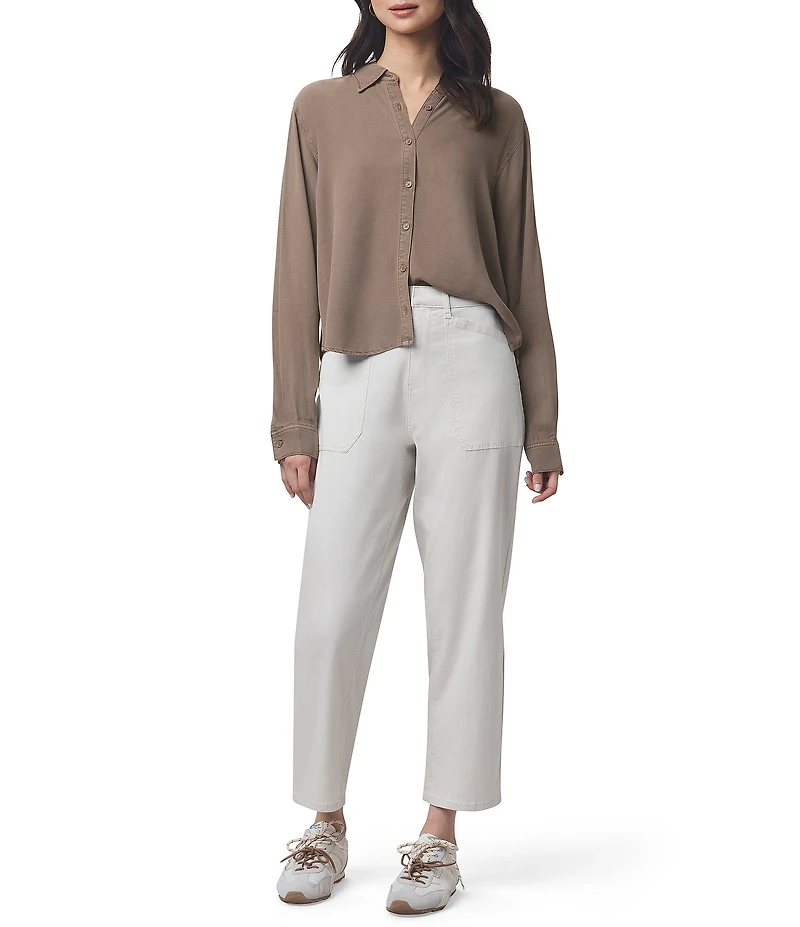 Splendid Joanne Woven Button Down Collar Long Sleeve Blouse