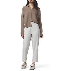 Splendid Joanne Woven Button Down Collar Long Sleeve Blouse