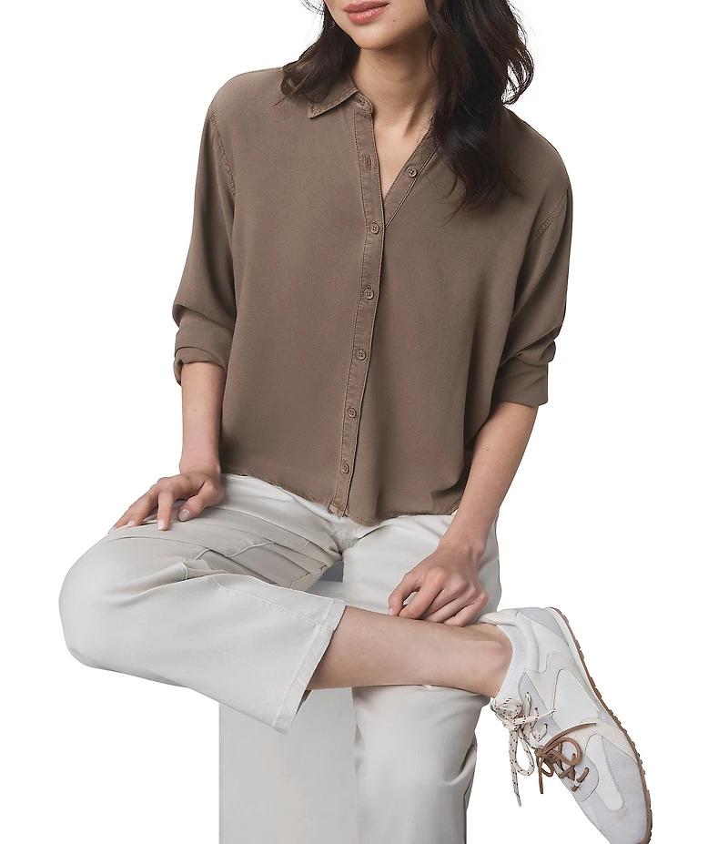Splendid Joanne Woven Button Down Collar Long Sleeve Blouse