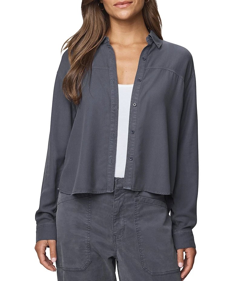 Splendid Joanne Woven Button Down Collar Long Sleeve Blouse