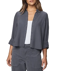 Splendid Joanne Woven Button Down Collar Long Sleeve Blouse
