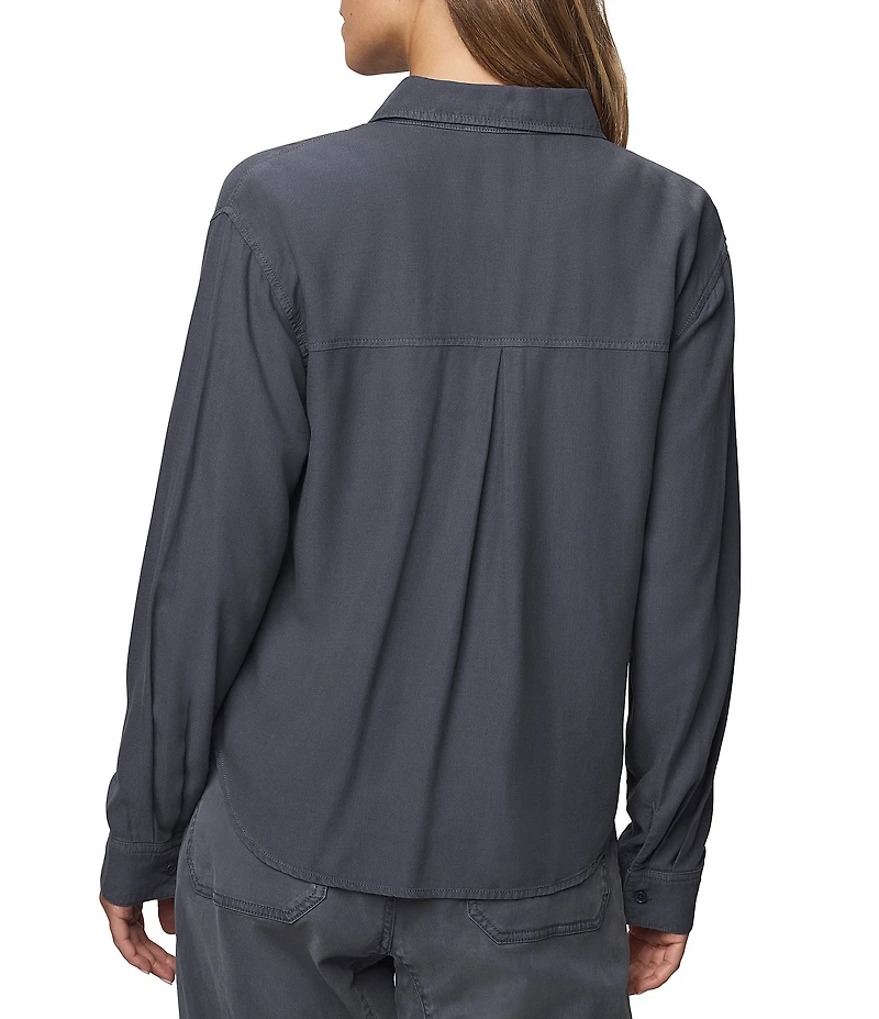 Splendid Joanne Woven Button Down Collar Long Sleeve Blouse