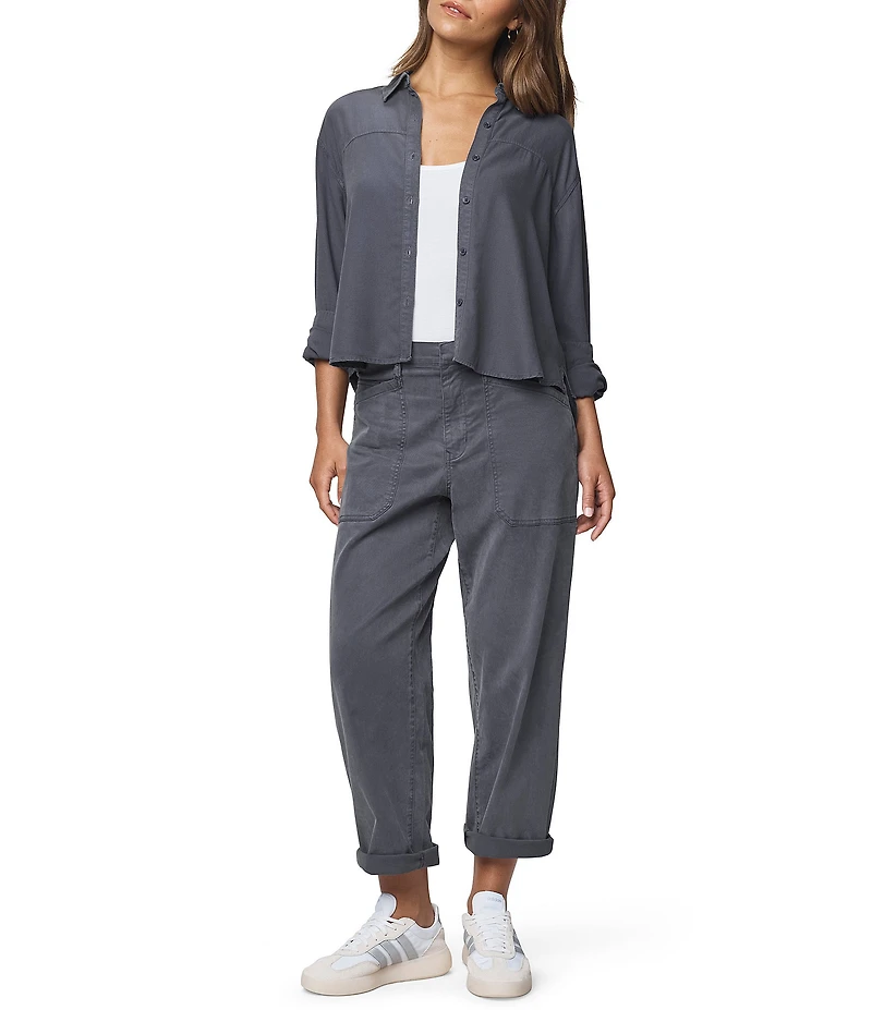 Splendid Joanne Woven Button Down Collar Long Sleeve Blouse