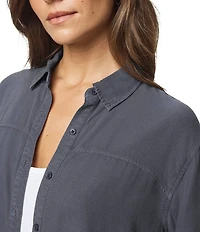 Splendid Joanne Woven Button Down Collar Long Sleeve Blouse