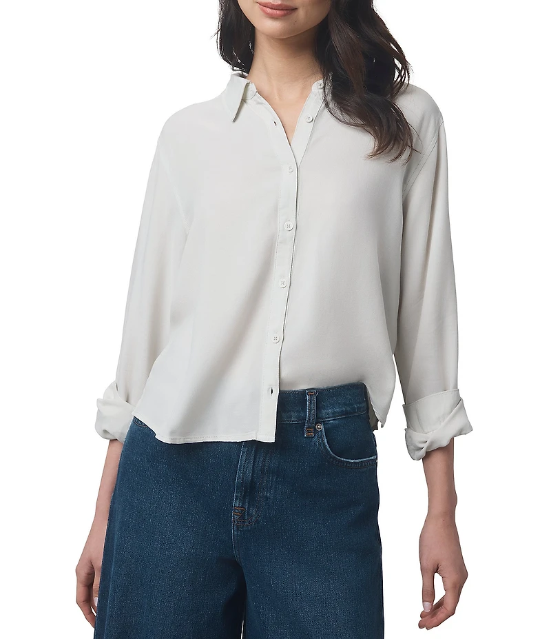 Splendid Joanne Woven Button Down Collar Long Sleeve Blouse