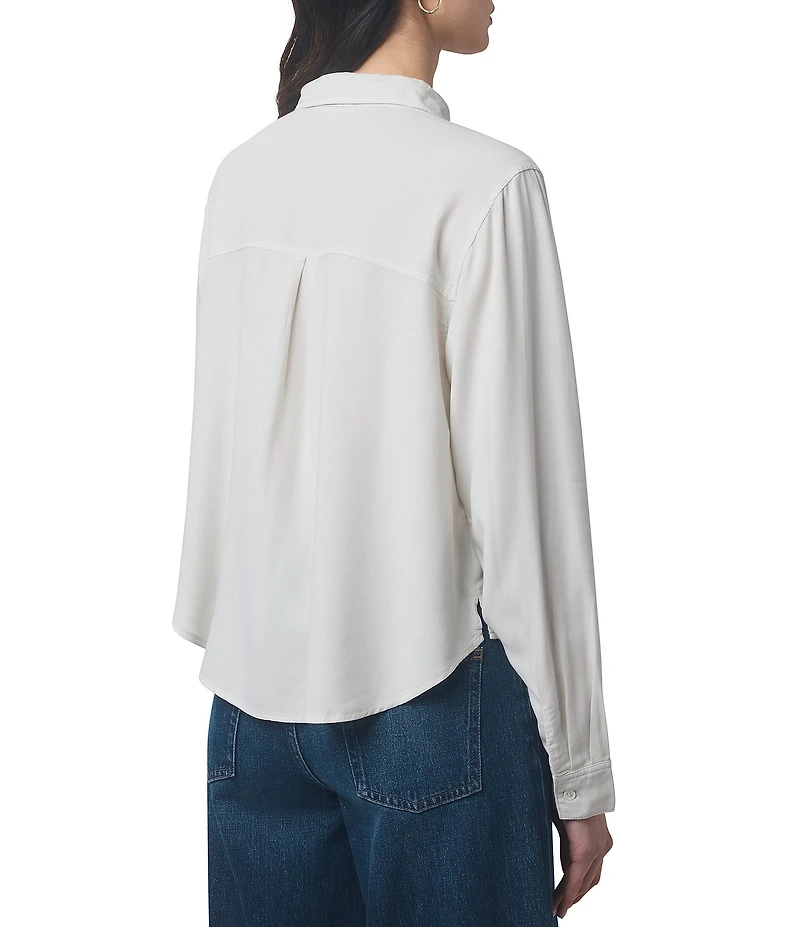Splendid Joanne Woven Button Down Collar Long Sleeve Blouse