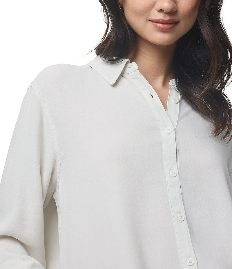 Splendid Joanne Woven Button Down Collar Long Sleeve Blouse