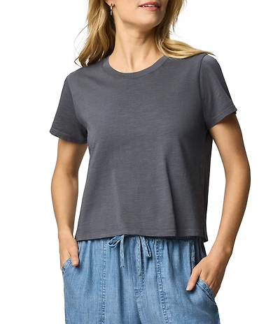 Splendid Kacey Knit Jersey Oversized Short Sleeve V-Neck Tee Shirt