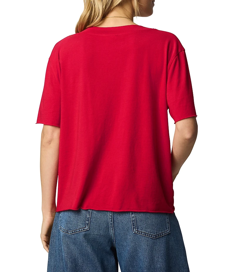Splendid Kacey Knit Jersey Short Sleeve V-Neck Tee Shirt