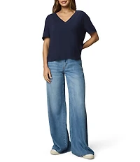 Splendid Kacey Knit Jersey Short Sleeve V-Neck Tee Shirt