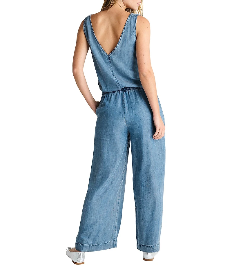 Splendid Kali Chambray V-Neck Sleeveless Jumpsuit