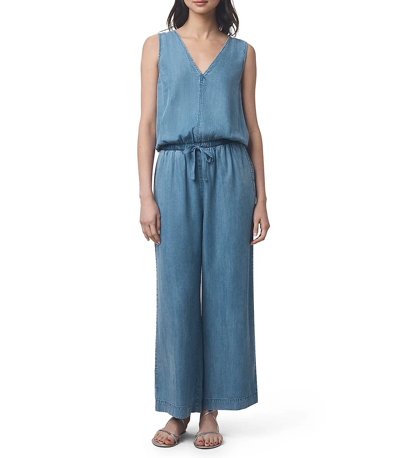 Splendid Kali Chambray V-Neck Sleeveless Jumpsuit