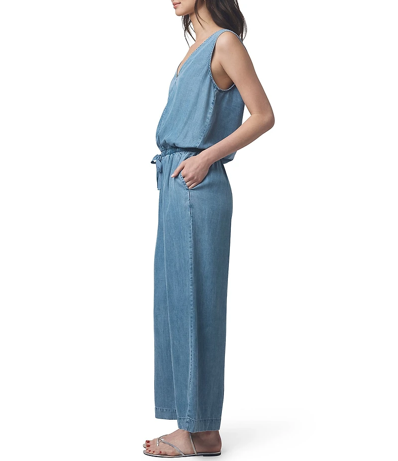 Splendid Kali Chambray V-Neck Sleeveless Jumpsuit