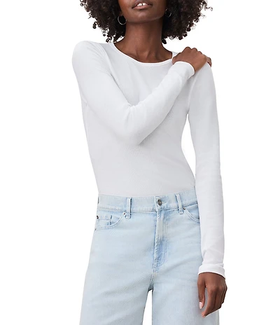Splendid Knit Classic Crew Neck Long Sleeve Tee
