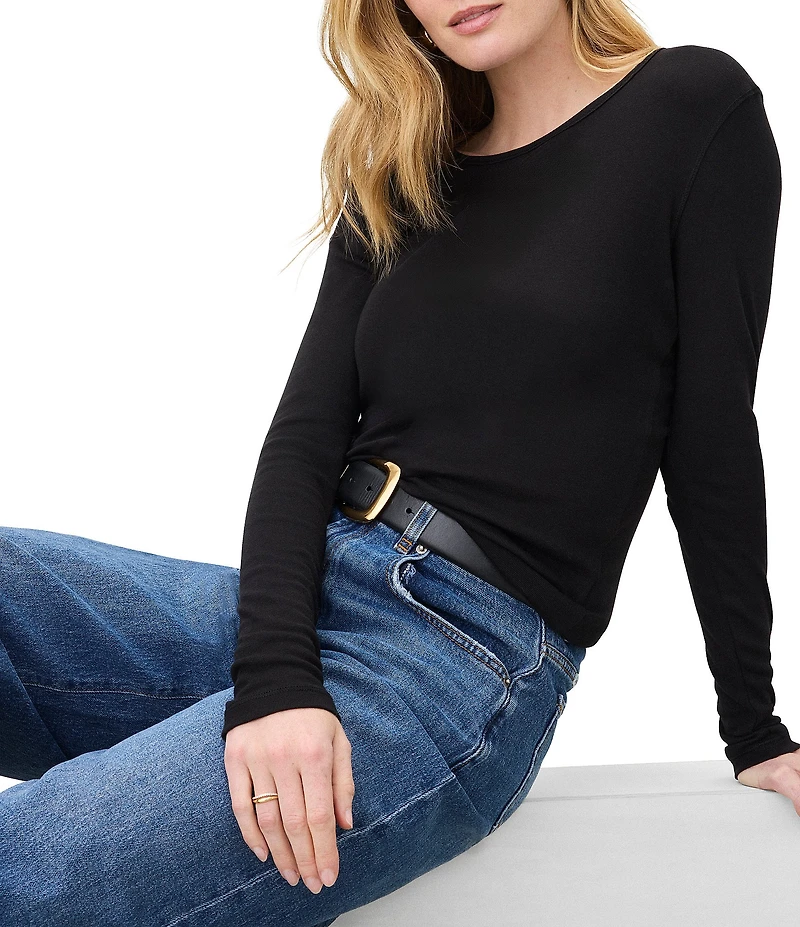 Splendid Knit Classic Crew Neck Long Sleeve Tee