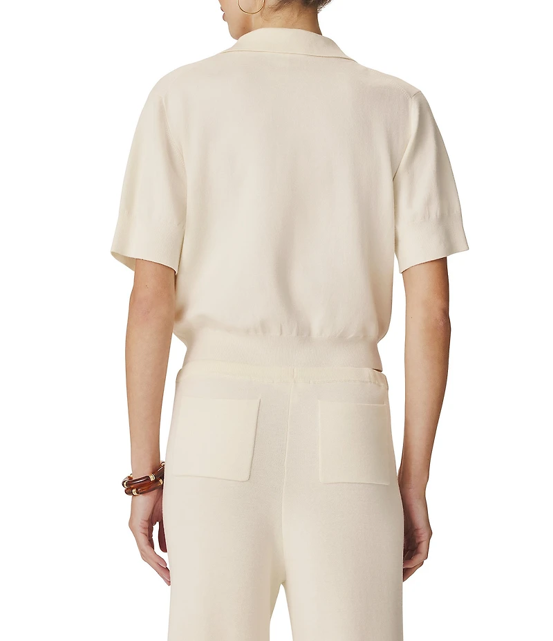 Splendid Krista Collared V-Neck Short Sleeve Coordinating Polo Sweater