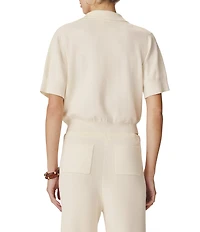 Splendid Krista Collared V-Neck Short Sleeve Coordinating Polo Sweater