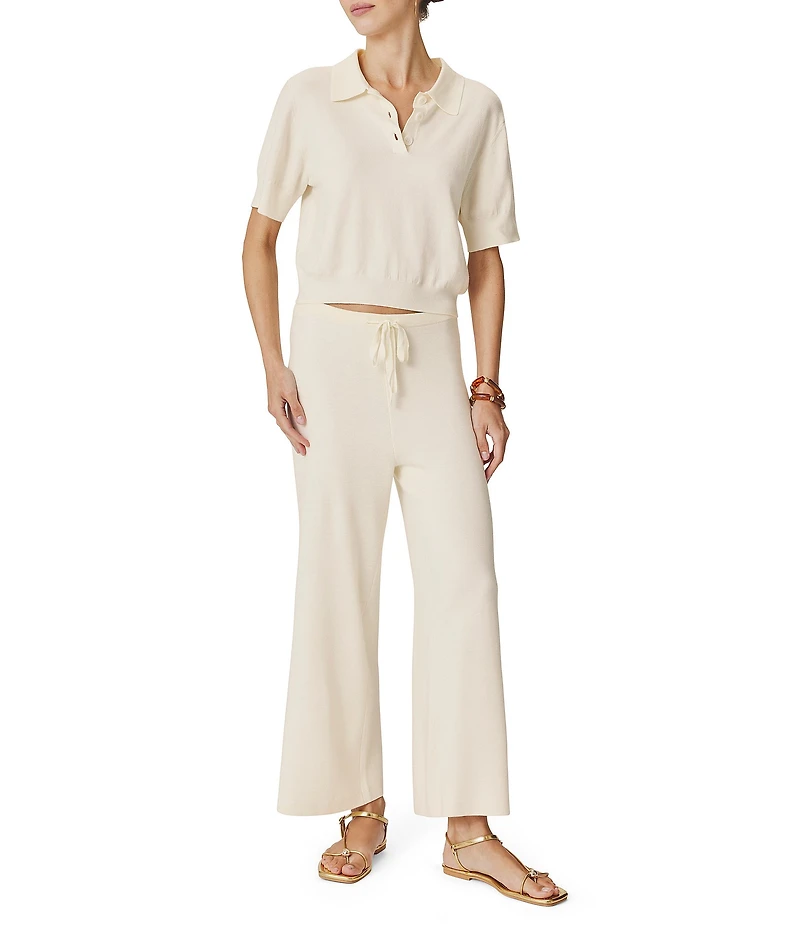 Splendid Krista Collared V-Neck Short Sleeve Coordinating Polo Sweater