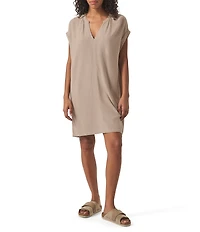 Splendid Lana Woven V-Neck Short Sleeve Mini Shift Dress