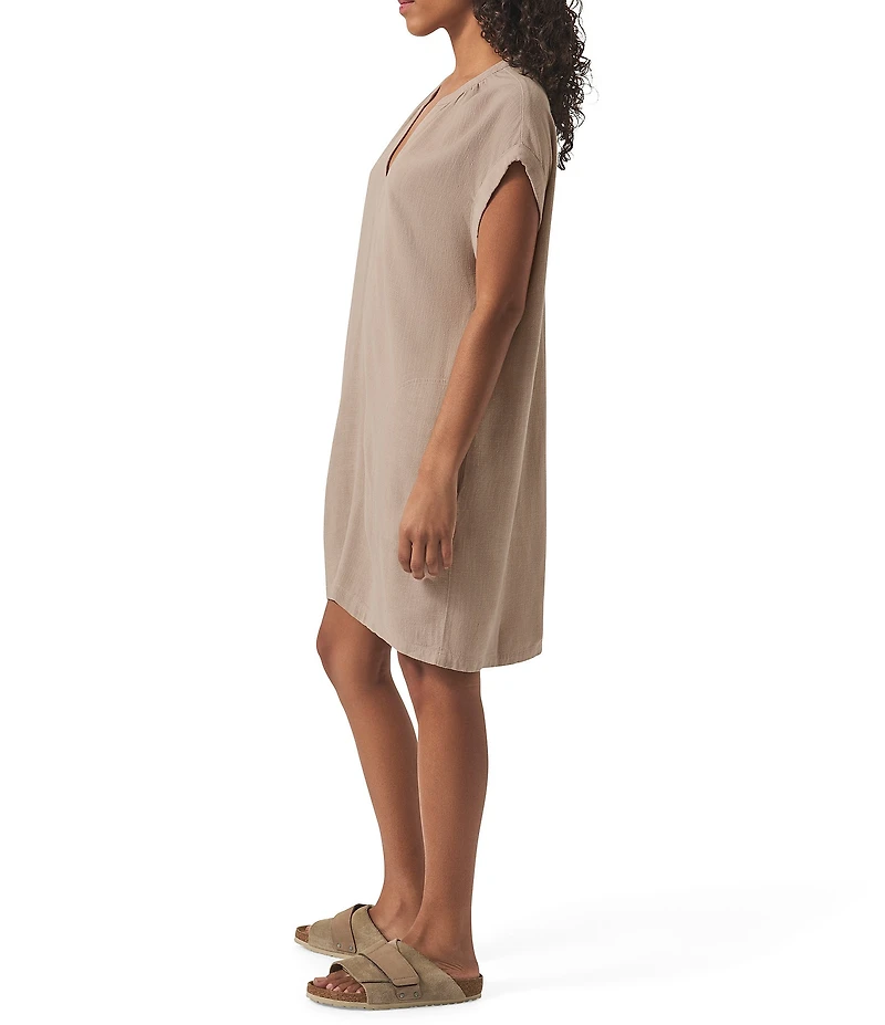 Splendid Lana Woven V-Neck Short Sleeve Mini Shift Dress
