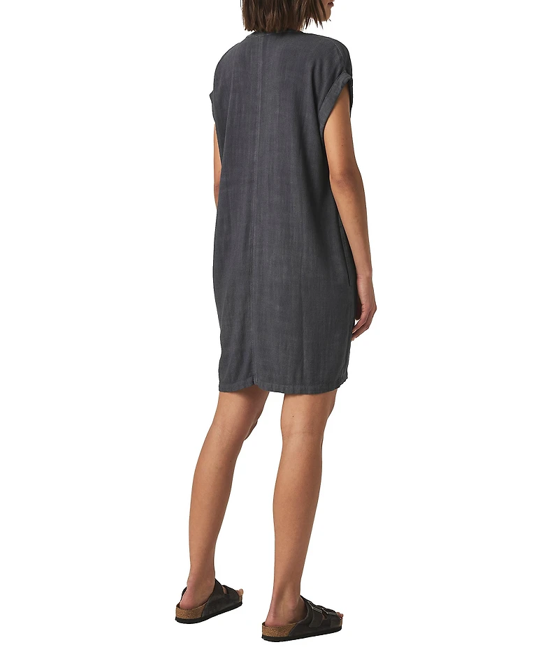 Splendid Lana Woven V-Neck Short Sleeve Mini Shift Dress