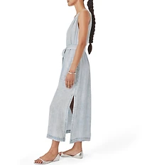 Splendid Landon Indigo Sleeveless V-Neck Belted Denim Midi Dress