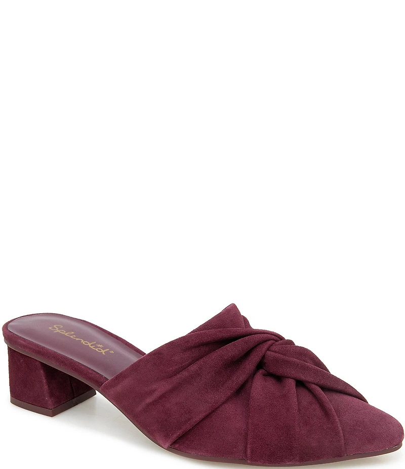 Splendid Lanis Knotted Suede Block Heel Mules