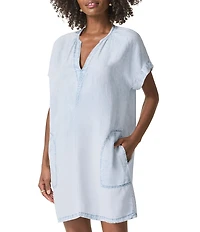 Splendid Lauren Knit V-Neck Short Sleeve A-Line Mini Dress