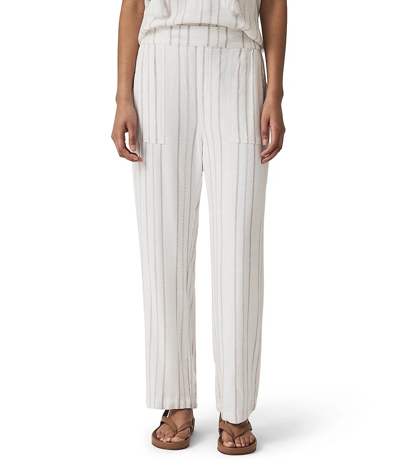 Splendid Layla Knit Linen Blend Striped Mid Rise Lounge Full Length Pants
