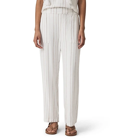Splendid Layla Knit Linen Blend Striped Mid Rise Lounge Full Length Pants