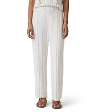 Splendid Layla Knit Linen Blend Striped Mid Rise Lounge Full Length Pants
