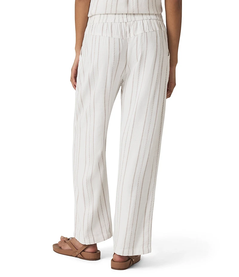 Splendid Layla Knit Linen Blend Striped Mid Rise Lounge Full Length Pants