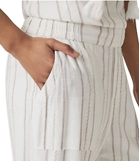 Splendid Layla Knit Linen Blend Striped Mid Rise Lounge Full Length Pants