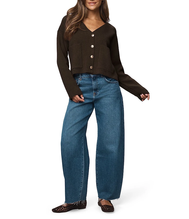 Splendid Libby Knit V-Neck Long Sleeve Cropped Cardigan