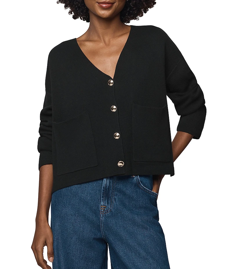 Splendid Libby Knit V-Neck Long Sleeve Cropped Cardigan