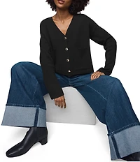 Splendid Libby Knit V-Neck Long Sleeve Cropped Cardigan