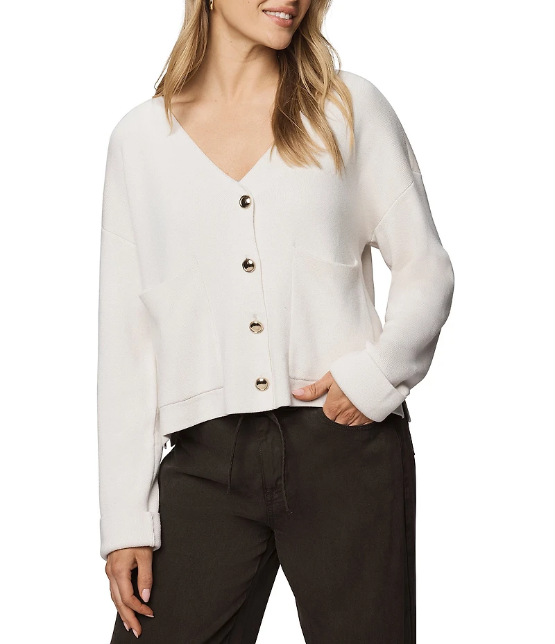 Splendid Libby Knit V-Neck Long Sleeve Cropped Cardigan