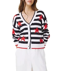 Splendid Liberty Striped Round Neck Long Sleeve Cardigan