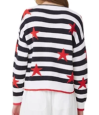 Splendid Liberty Striped Round Neck Long Sleeve Cardigan