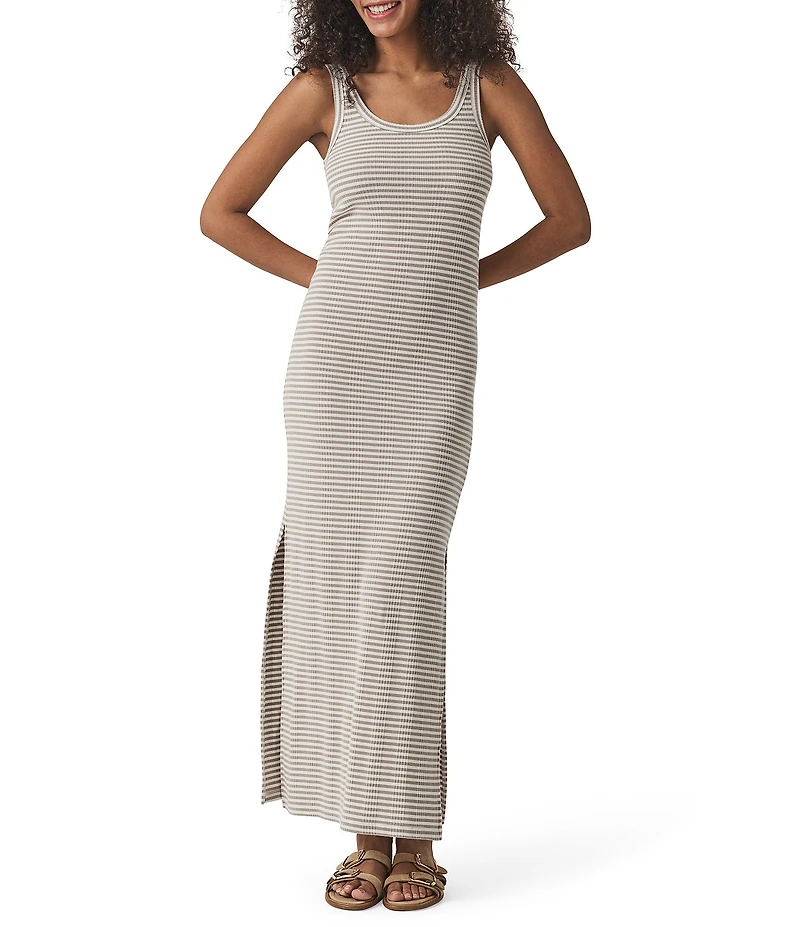 Splendid Lina Knit Stripe Print Scoop Neck Sleeveless Bodycon Maxi Dress