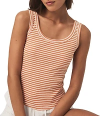 Splendid Lina Ribbed Knit Stripe Scoop Neck Sleeveless Tank Top
