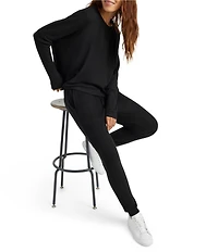 Splendid London Lounge Waffle Knit High Rise Tie Front Full Length Jogger
