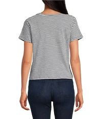 Splendid Louisa Knit Stripe Print Crew Neck Short Sleeve Shirt
