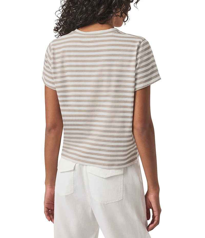 Splendid Louisa Knit Stripe Print Crew Neck Short Sleeve Shirt