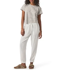 Splendid Louisa Knit Stripe Print Crew Neck Short Sleeve Shirt