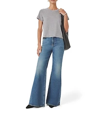 Splendid Louisa Knit Stripe Print Crew Neck Short Sleeve Shirt