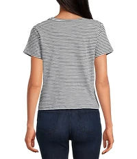 Splendid Louisa Knit Stripe Print Crew Neck Short Sleeve Shirt